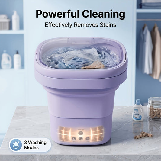 Portable Mini Washing Machine with 3 Cleaning Modes for Small Loads, Purple