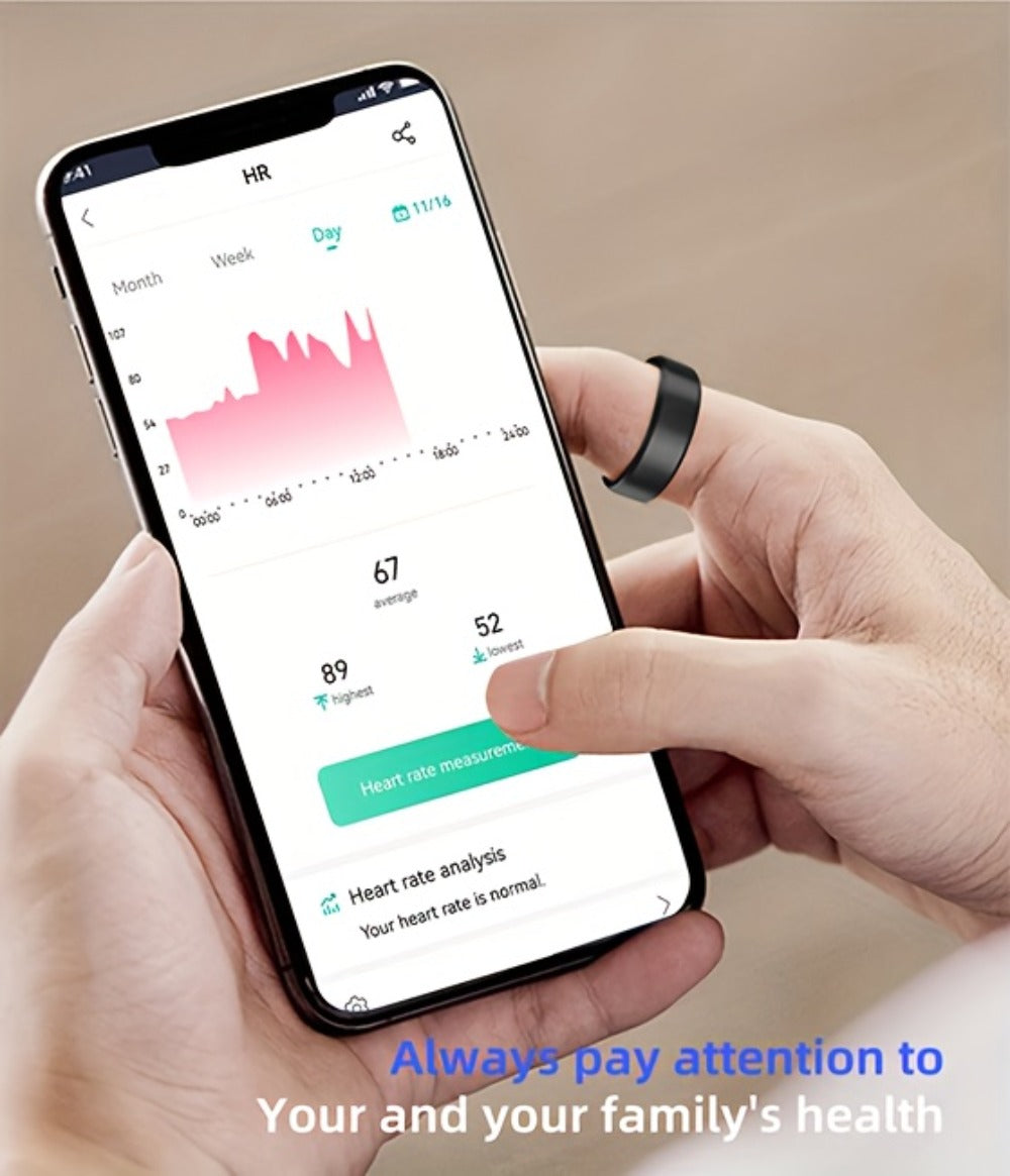 Health Monitoring Smart Ring with Heart Rate HRV Sleep Tracking, Steps Calories Body Temp & Menstrual Cycle – Bluetooth 5.3, iOS & Android, Sizes #7-#13, Rose Gold Black Silver