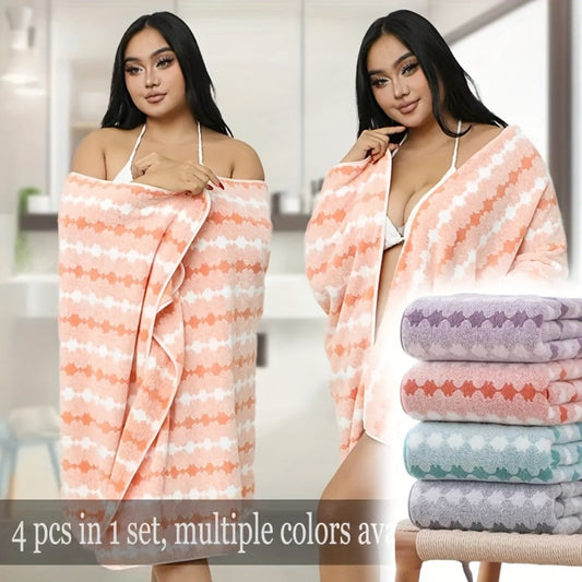 Bath Towel Set, 4-Piece Soft 300 GSM with Solid and Random Color Options