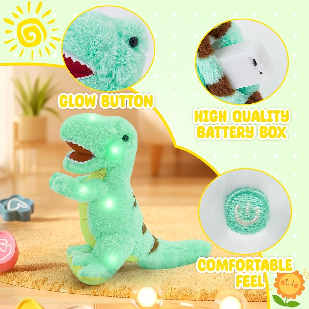 Light-Up T-Rex Stuffed Animal with Music or No-Music Options