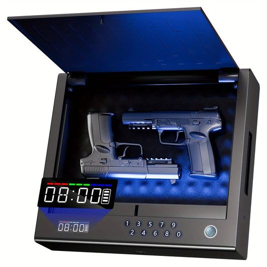 Biometric Pistol Safe with Fingerprint Access, Digital Keypad and LCD Display