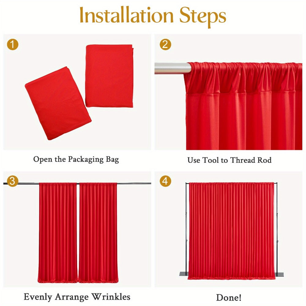 2-Pack 10x10ft Spandex Photography Backdrop Curtains - Wrinkle-Resistant Polyester Background Cloth with Pole Pockets for Weddings, Birthdays, Banquets & Photo Studio Events