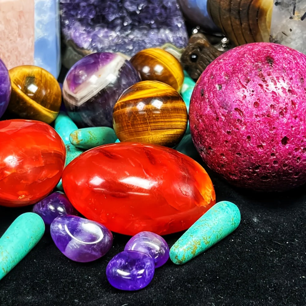 Crystal Gemstone Box Set 1LB – Bohemian Natural Raw Healing Stones Assorted Shapes Colorful Lucky Crystals Gift Set for Women