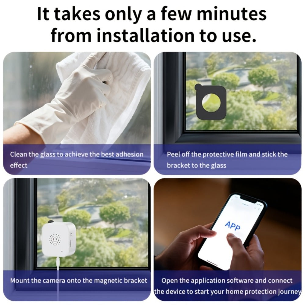 6MP Window Security Camera with AI Human Detection, 911 Emergency Alerts & Full-Color Night Vision – Dual Band 2.4GHz/5GHz WiFi, Smart Indoor Surveillance, Easy Install, 1/2 Pack