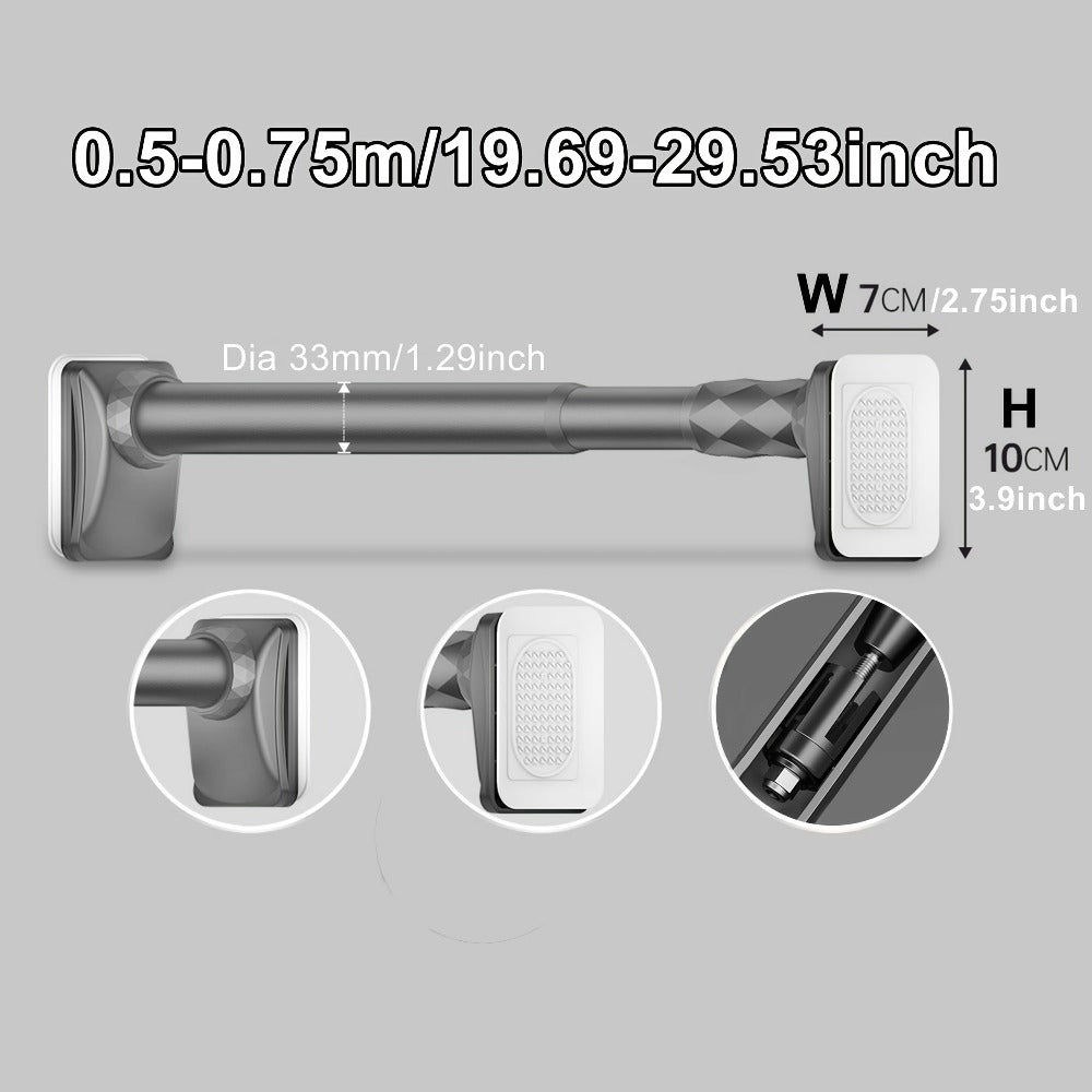 Telescopic Curtain Rod No Drill 15.75"-196.85" Adjustable Shower Curtain Rod 33mm for Large Windows