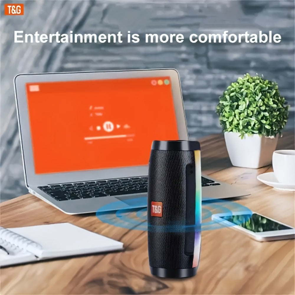 TG157 10W Dual Bluetooth 5.0 Speaker with LED Flash Lights, 5.1 Surround Sound, TF Card AUX USB FM Radio, 1200mAh Rechargeable Compact Wireless Speaker for Outdoor Camping Travel & Home Use