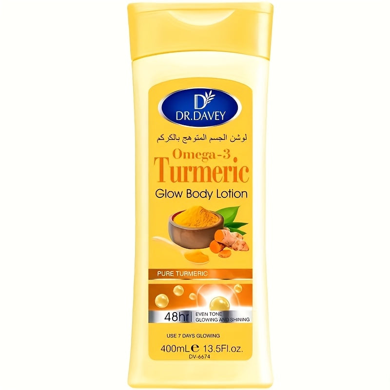 Turmeric Body Lotion 400g Alcohol-Free Brightening Glow Moisturizer with Turmeric Extract Long-Lasting Hydration Dry Oily Skin Unisex Full Body Cream