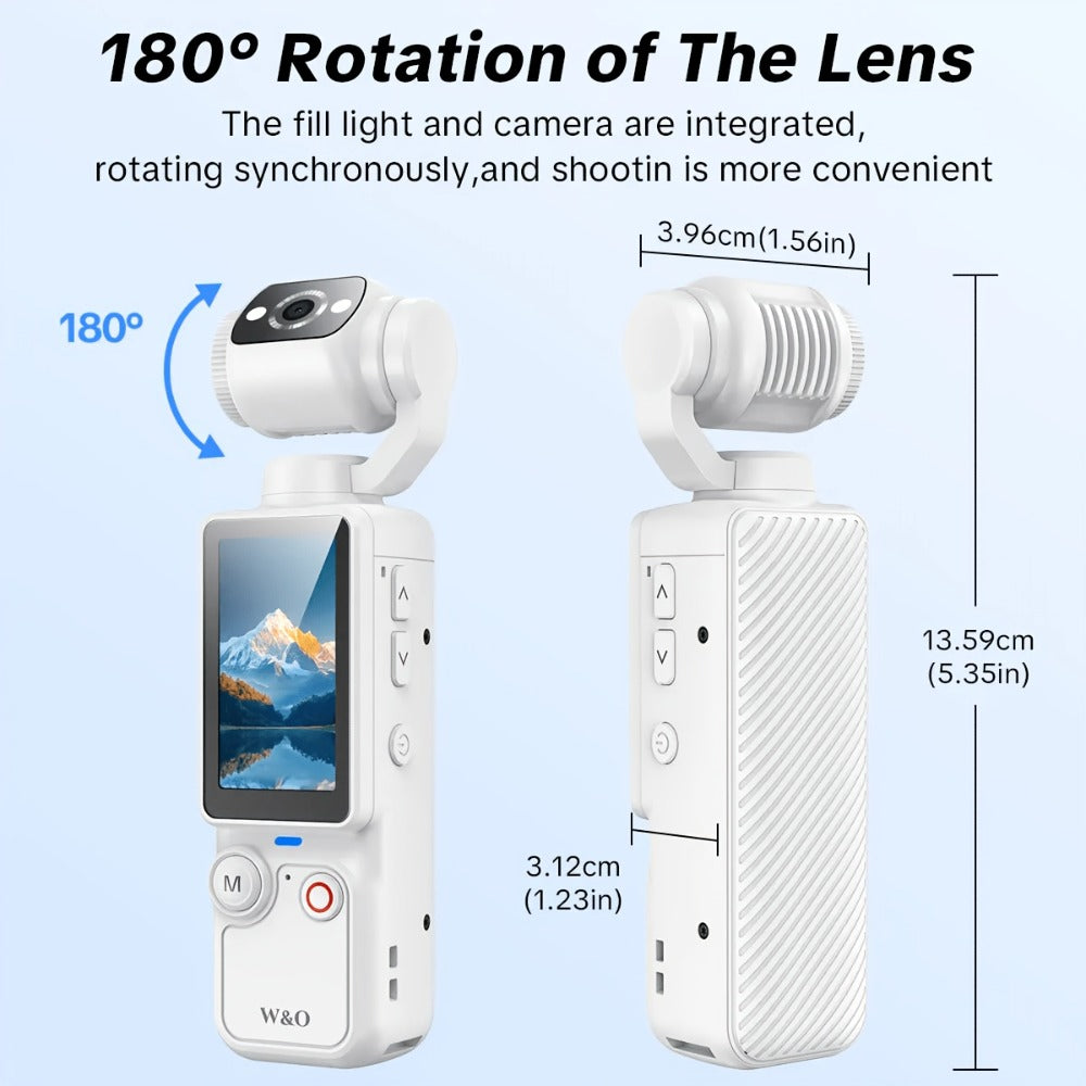 UHD Pocket Camera with 180° Rotating 1.9" Screen, 2000mAh Battery, Webcam Function, USB-C Charging, 32GB Memory Card Included, Mini Compact Camera for Outdoor Sports Cycling Travel Vlogging