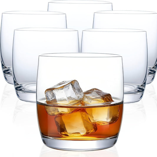 Crystal Rocks Glasses, Set of 6, 10.5 fl oz Whiskey and Cocktail Tumblers