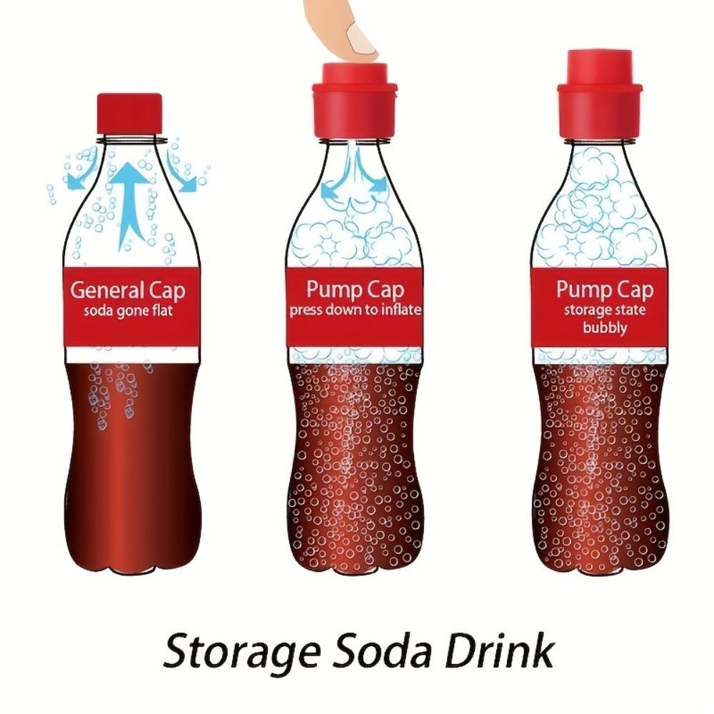 Soda Bottle Caps 3-Pack Carbonation Saver – Squeeze to Restore Bubbles & Lock in Freshness | Leak-Proof Reusable Bottle Caps in Black Red Combo | Fridge Travel Outdoor Kitchen Drink Accessories