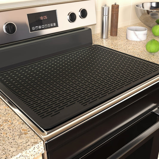 Silicone Stove Top Cover Mat, 28 x 20 Inches, Black, Rollable Cooktop Protector
