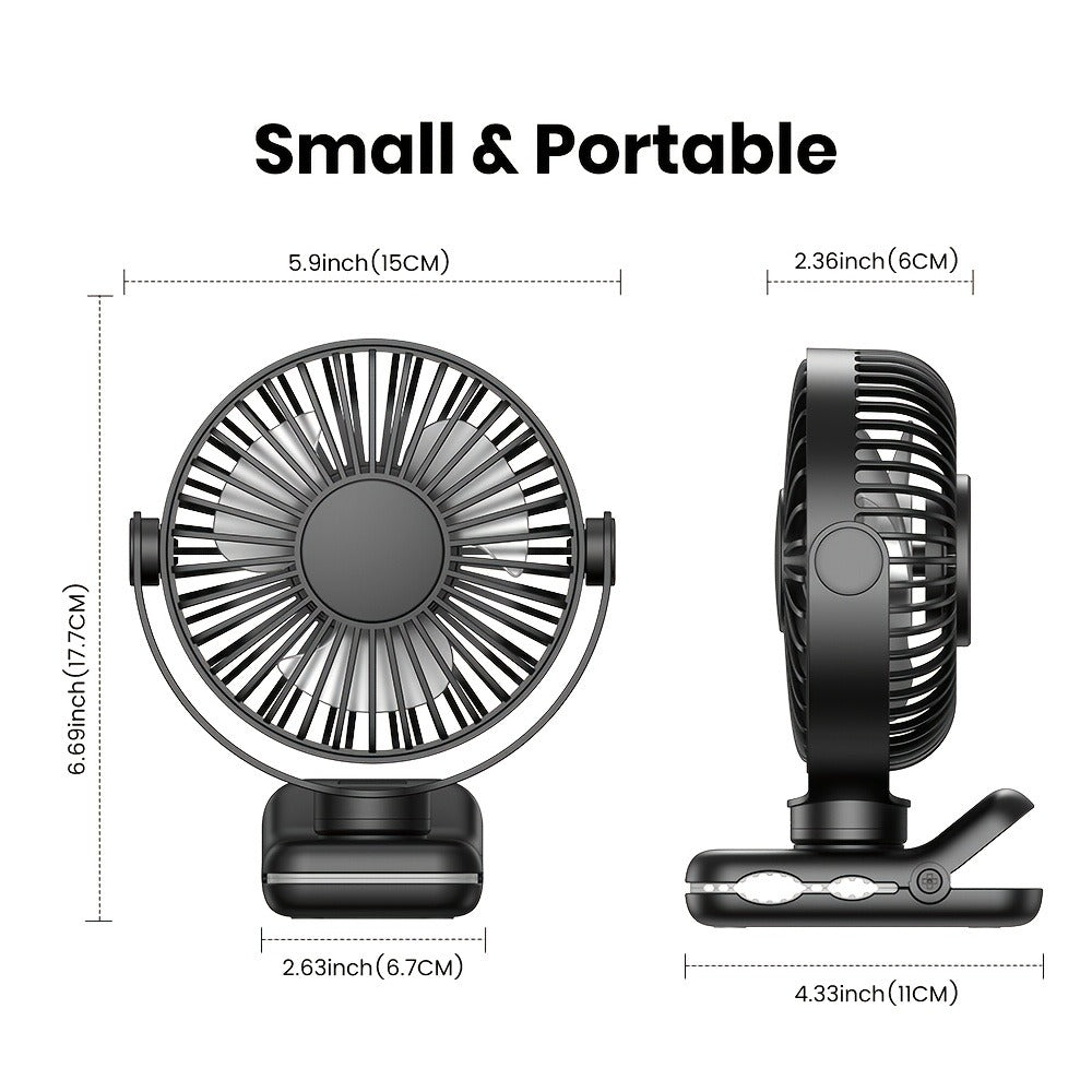 Clip on Fan USB Desk Fan, Brushless Motor Whisper Quiet Portable Mini Fan with Strong Clamp, USB Powered Personal Cooling Fan for Office Bedroom Dorm Stroller, 360° Adjustable, Black Pink