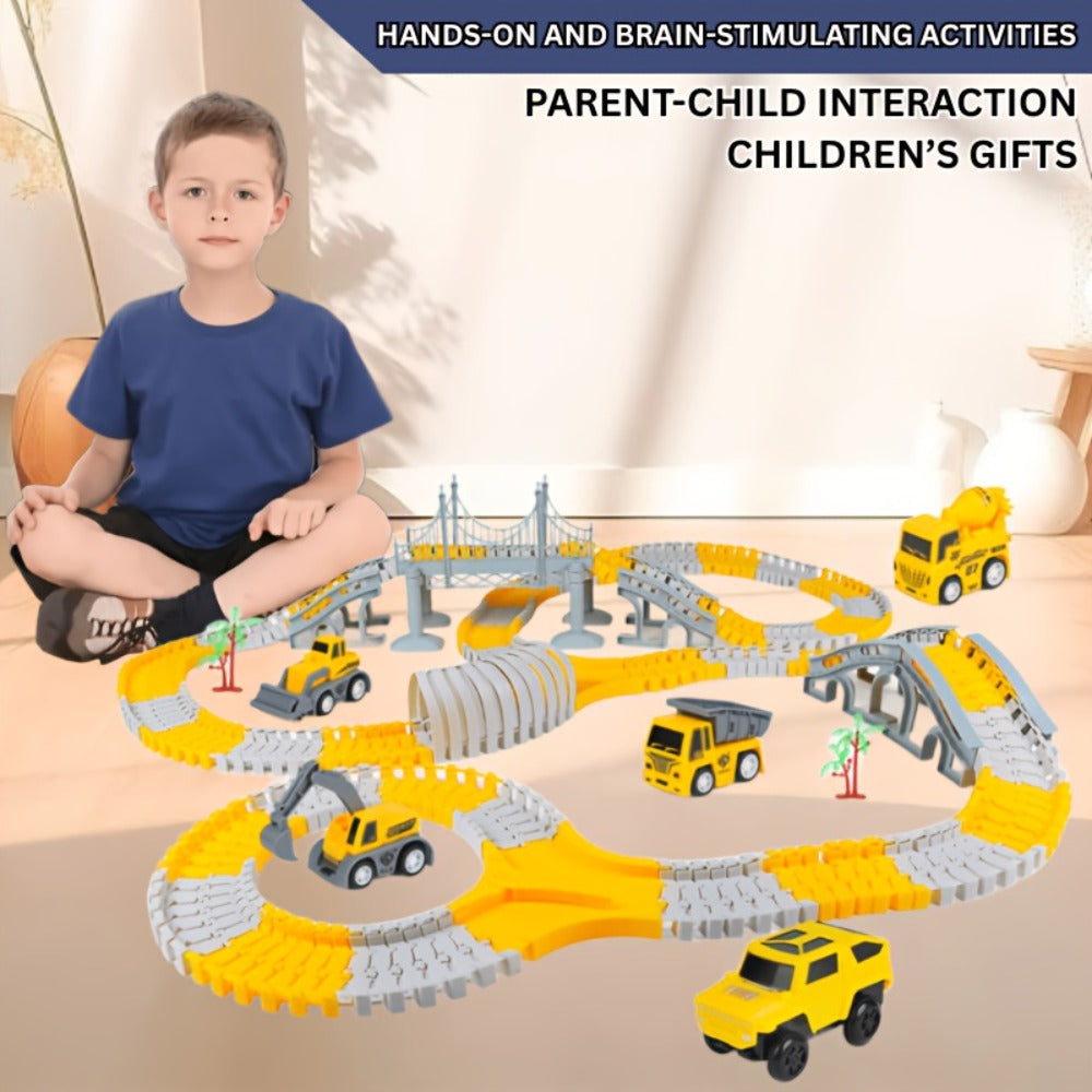 Roller Coaster Track Set, 467 Pieces with Electric Race Car, DIY Build-Your-Own Track Toy Ages 3-8