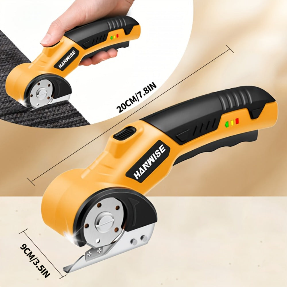 Electric Scissors Cordless 4.2V Rotary Cutter with 2000mAh Battery – 10000 RPM, Safety Lock, LED Light, Anti-Slip Handle, Fabric Cutting Machine for Clothing, Cardboard, Carpet, Leather & Craft Projects