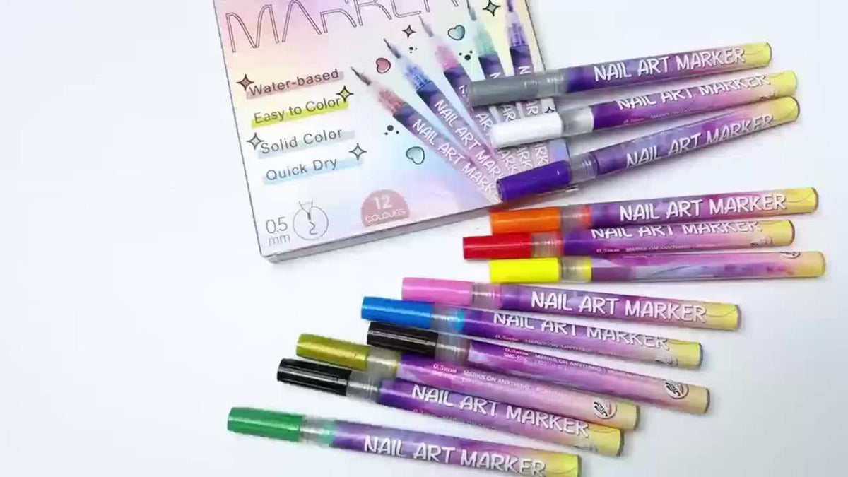 Acrylic Nail Doodle Pen Set 12 Colors - Quick-Dry Precision 3D Dot & Stitching Nail Art Pens, Long-Lasting Detail Drawing Tools for Home & Salon, Beginner & Professional Nail Art Gift