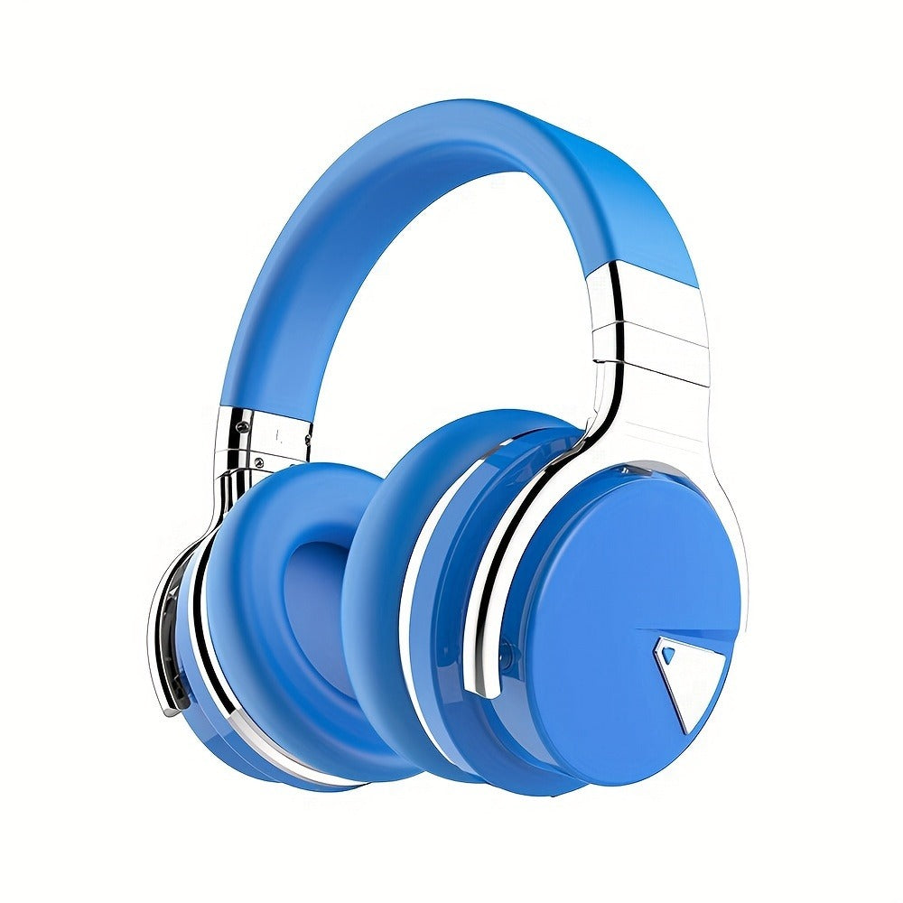 Active Noise Cancelling Over-Ear Headphones MIGHTY ROCK, Wireless Bluetooth 5.2 with 45mm Drivers Deep Bass, 30H Playtime Built-in Mic, Foldable Protein Earpads Headset for Travel Work Study Flight