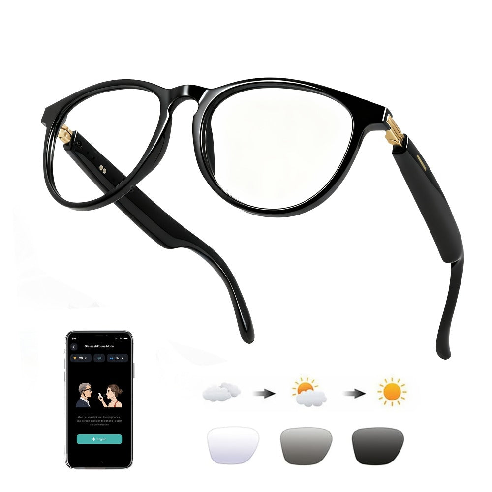 AI Smart Glasses with Real-Time Translation for 160+ Languages, ChatGPT Voice Assistant, HD Calls & Hi-Fi Music – Open-Ear Audio Glasses for Men & Women