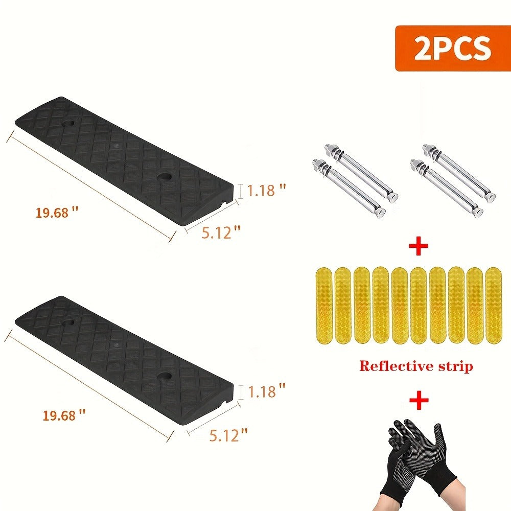 Curb Ramp 2-Pack Portable Heavy Duty Plastic Threshold Ramp Set – Lightweight, Non-Slip, for Low Floor Vehicles, Motorcycles, Wheelchairs, Driveway & Lane Loading – Multiple Height Options (1.18" / 2.75")