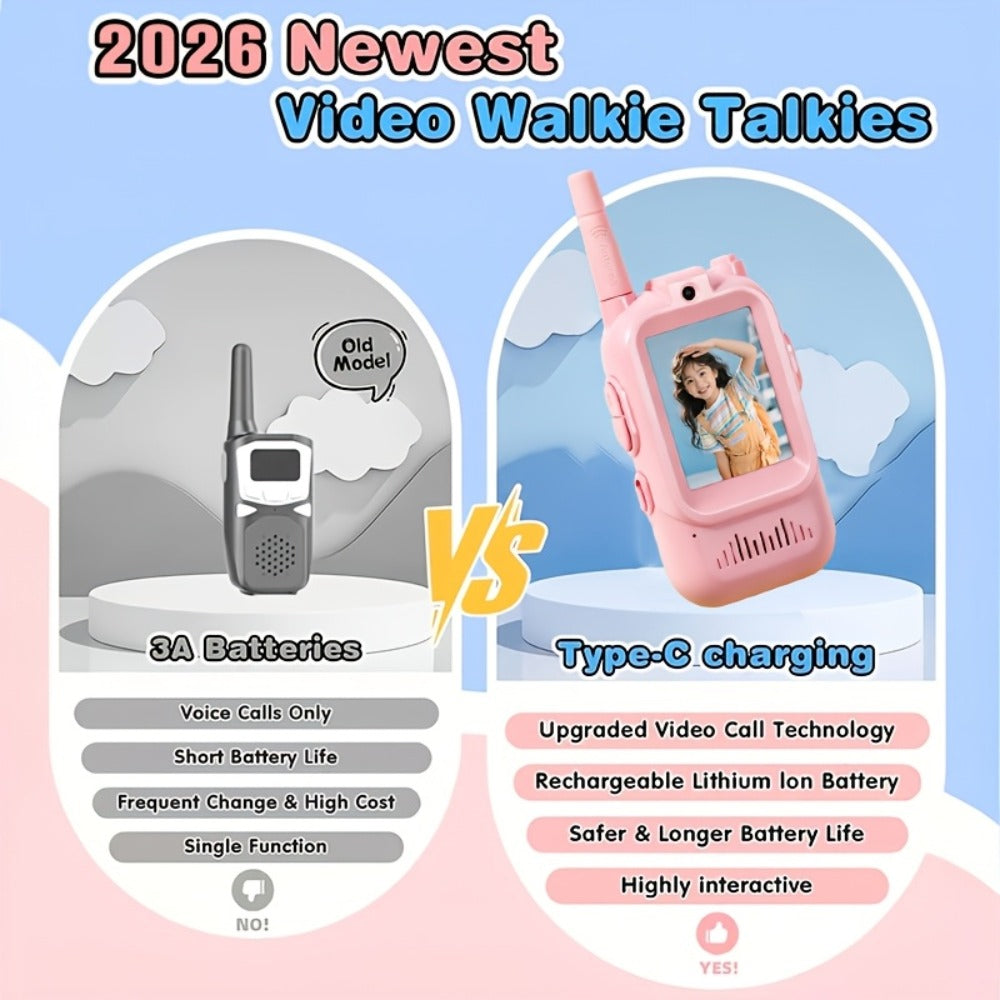Kids Video Walkie Talkies, Blue and Pink 2-Pack with Voice Changer and Camera