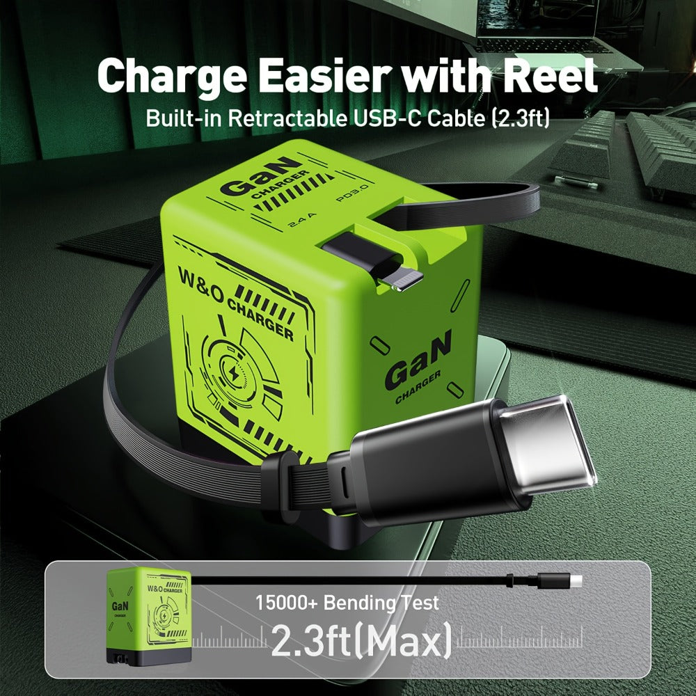 Built-In Cable USB-C Fast Charger 66W 120W – Integrated Type-C Cord 80cm 120cm PD 27W Charging Head for iPhone 17 16 15 14 13 12 Pro Max, Samsung Galaxy, Xiaomi Android, 1pc or 2pcs Set 6 Colors