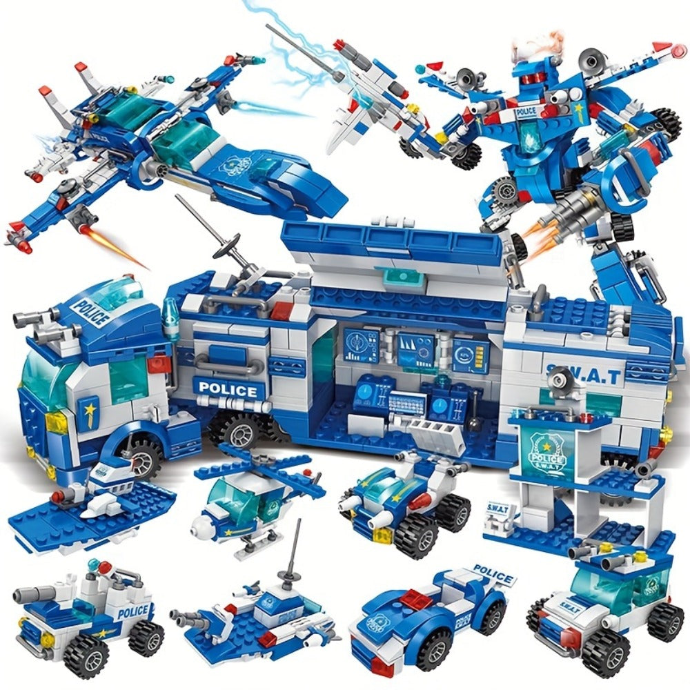 City Police Building Block Set, 700 Pieces with Patrol Vehicles