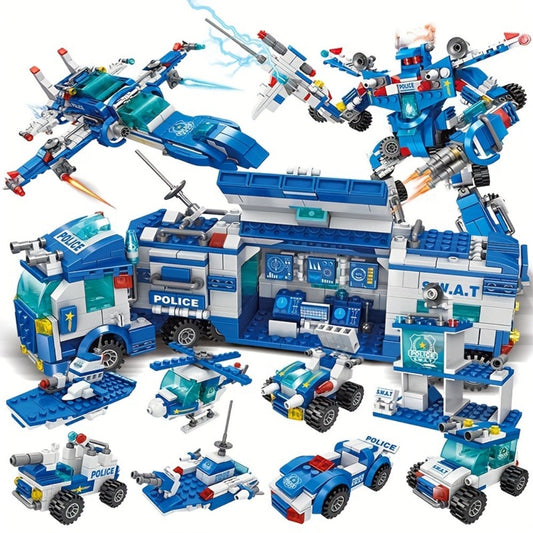 City Police Building Block Set, 700 Pieces with Patrol Vehicles
