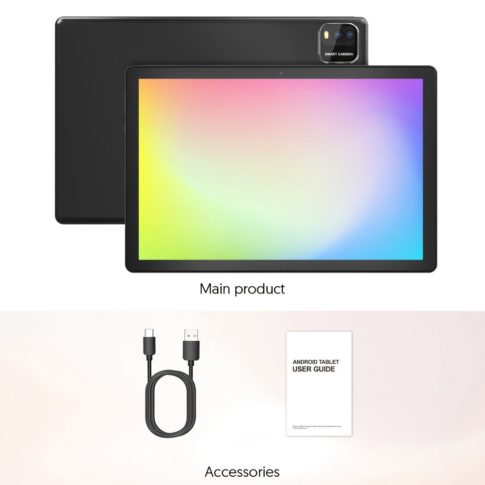 2-in-1 Android 15 Tablet 10 Inch Quad-Core 12GB RAM 64GB ROM 1TB Expandable 6000mAh Battery FHD IPS Display Dual Camera Optional Keyboard Mouse Case Stylus Three Configurations WiFi