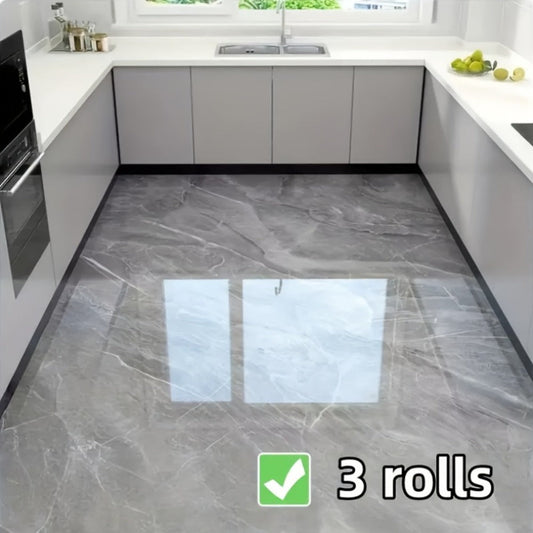 Peel and Stick Marble Vinyl Floor Wallpaper, 3 Rolls, 23.62 x 197.75 Inches Each