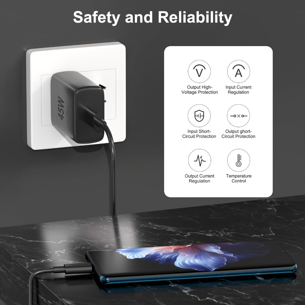 45W Super Fast Charging Block 2-Pack – USB-C Type-C Wall Charger for Samsung Galaxy S23 S22 S21 S20 Ultra Note 20 10 & iPhone 16 15 Pro Pro Max Plus, Compact Power Adapter Duo