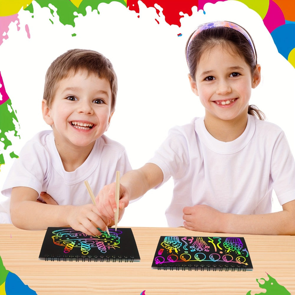 Scratch Art Notebooks 48 Pack Rainbow Scratch Paper Party Favors for Kids Birthday Gifts Bulk Art Craft Kit Scratch Pads for Boys Girls Classroom Prizes Goody Bag Fillers