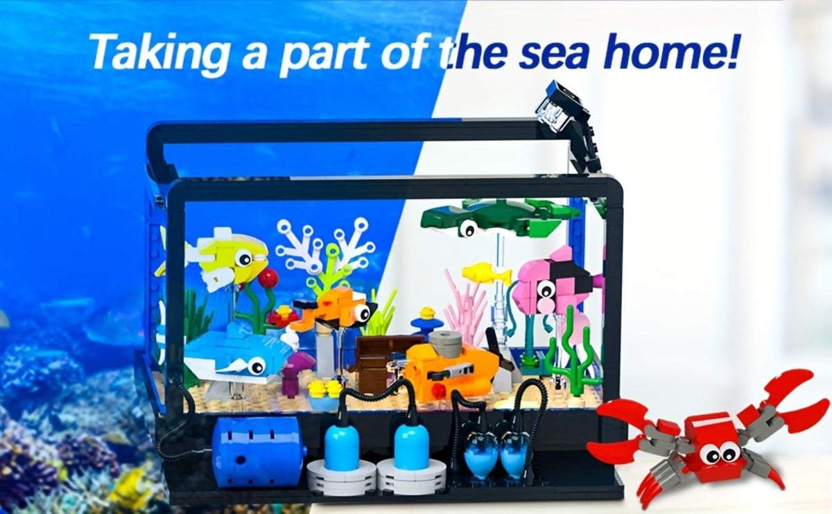 Ocean Fish Tank Building Set, 501 Pieces, LED Aquarium Model LC8059