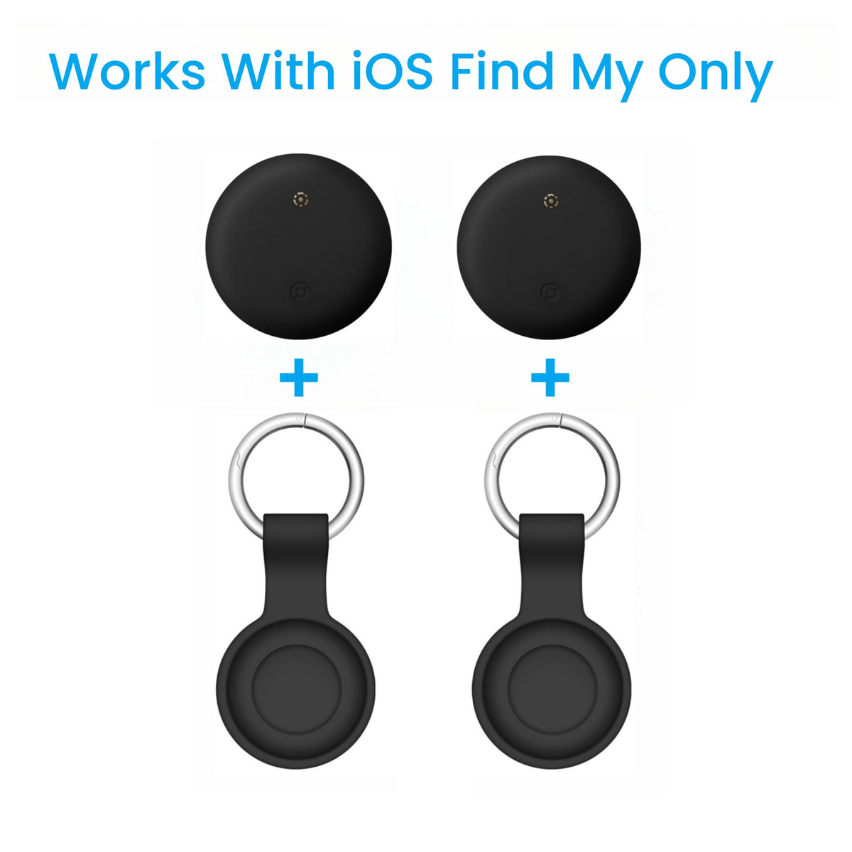 Apple Find My Tracker 2 Pack AirTag-Size Bluetooth Key Finder with Keychain Holder – Anti-Lost Locator for Keys Pets Bags Luggage, 1-Year CR2032 Battery, iOS Smart Tag, Tech Gift for iPhone Users