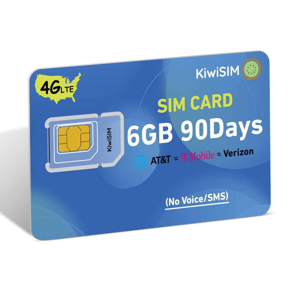Prepaid Data SIM Card USA 4G LTE KIWISIM Auto-Switch AT&T & T-Mobile – No Contract No Monthly Fee, 6GB 8GB 24GB Plans for Security Cameras GPS Trackers Mobile Hotspots IoT Tablets Smartwatches
