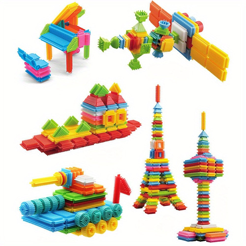 Hedgehog Bristle Building Blocks, 150 Pieces Soft Interlocking Blocks for Ages 3+