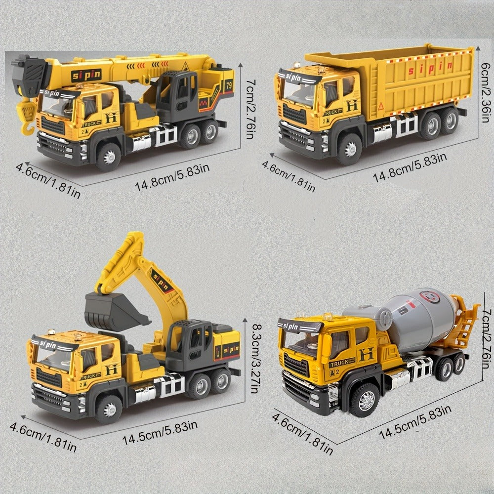 Construction Vehicle Toy Set with Excavator, Mixer, Dump Truck and Crane Options