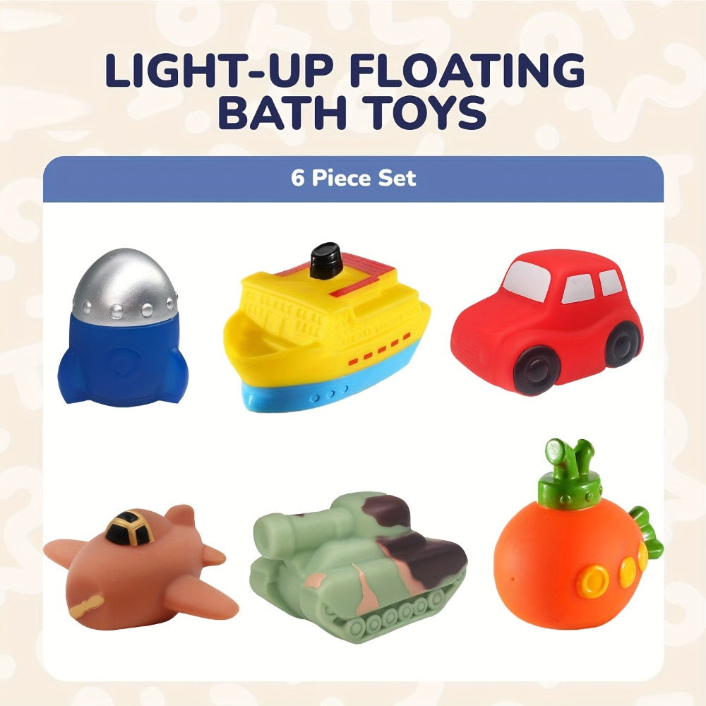 Light Up Boat Bath Toys 6 8 Pack – Flashing Color Changing Floating Ship Toys for Baby Toddler Kids, Bathtub Shower Pool Party Gift, Random Colors