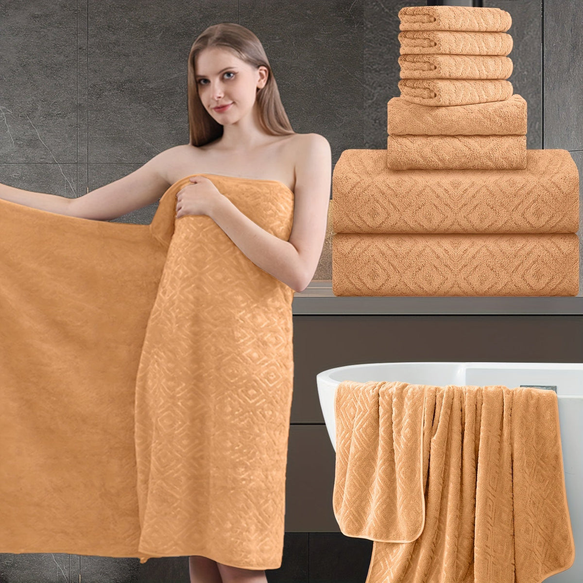 700GSM Bath Towel Set 8 Piece Extra Large Ultra Soft Thick - Highly Absorbent Quick Dry | 2 Oversized Bath Towels 2 Hand Towels 4 Washcloths | 16 Colors | Bathroom Hotel Gym Spa Adult Gift Set