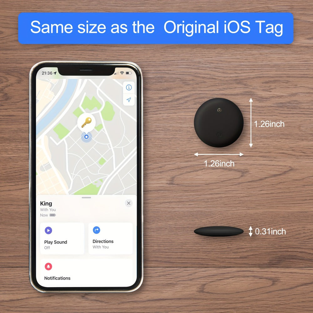 Apple Find My Tracker 2 Pack AirTag-Size Bluetooth Key Finder with Keychain Holder – Anti-Lost Locator for Keys Pets Bags Luggage, 1-Year CR2032 Battery, iOS Smart Tag, Tech Gift for iPhone Users