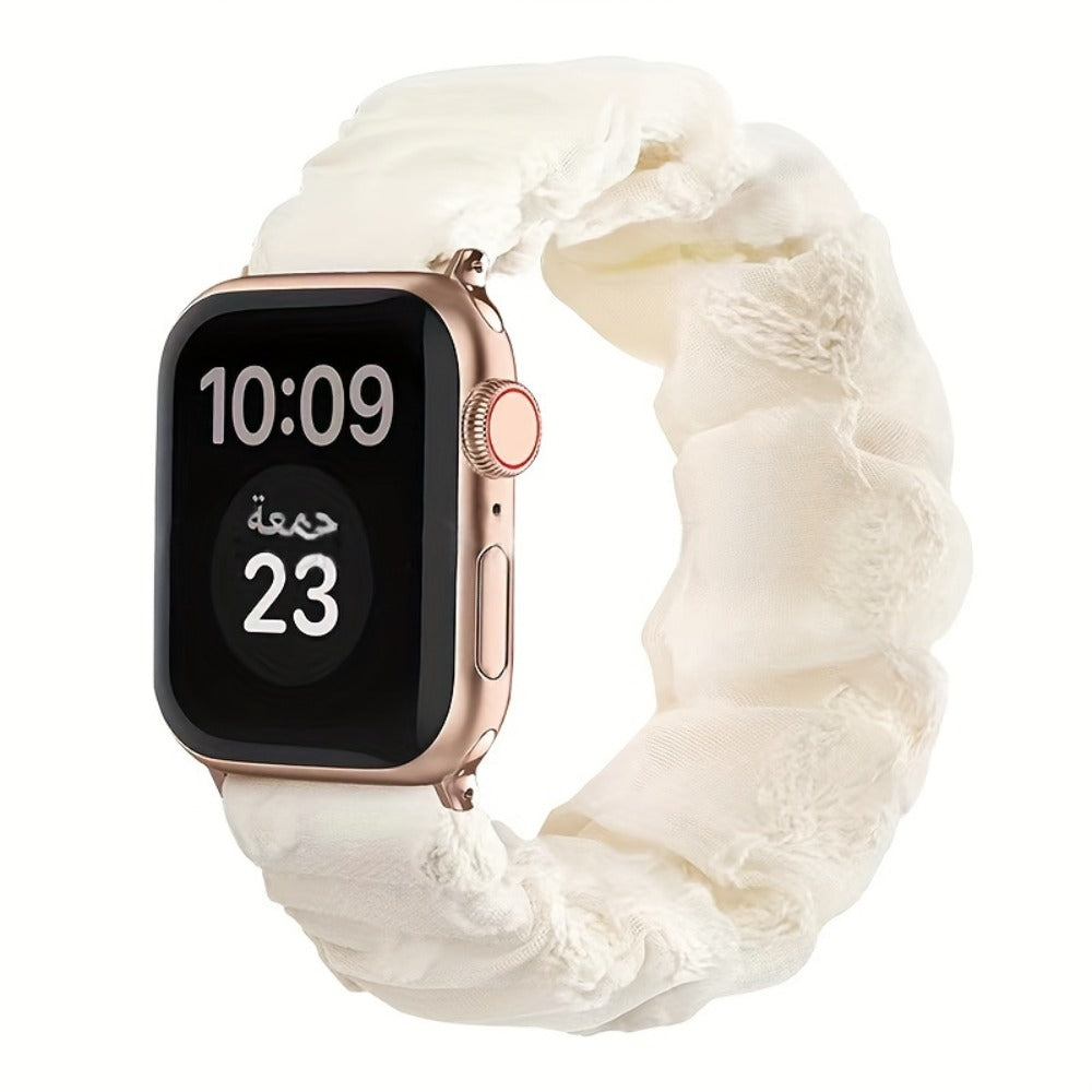 Nylon Elastic Apple Watch Band Women 4-Pack Adjustable Loop Aluminum Butterfly Clasp Strap Compatible with Apple Watch Ultra SE Series 9 8 7 6 5 4 3 2 1 38mm 40mm 41mm 42mm 44mm 45mm 49mm