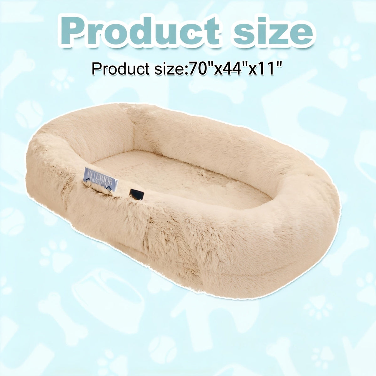Human Dog Bed with Washable Faux Fur Cover in Two Size Options for People and Pets