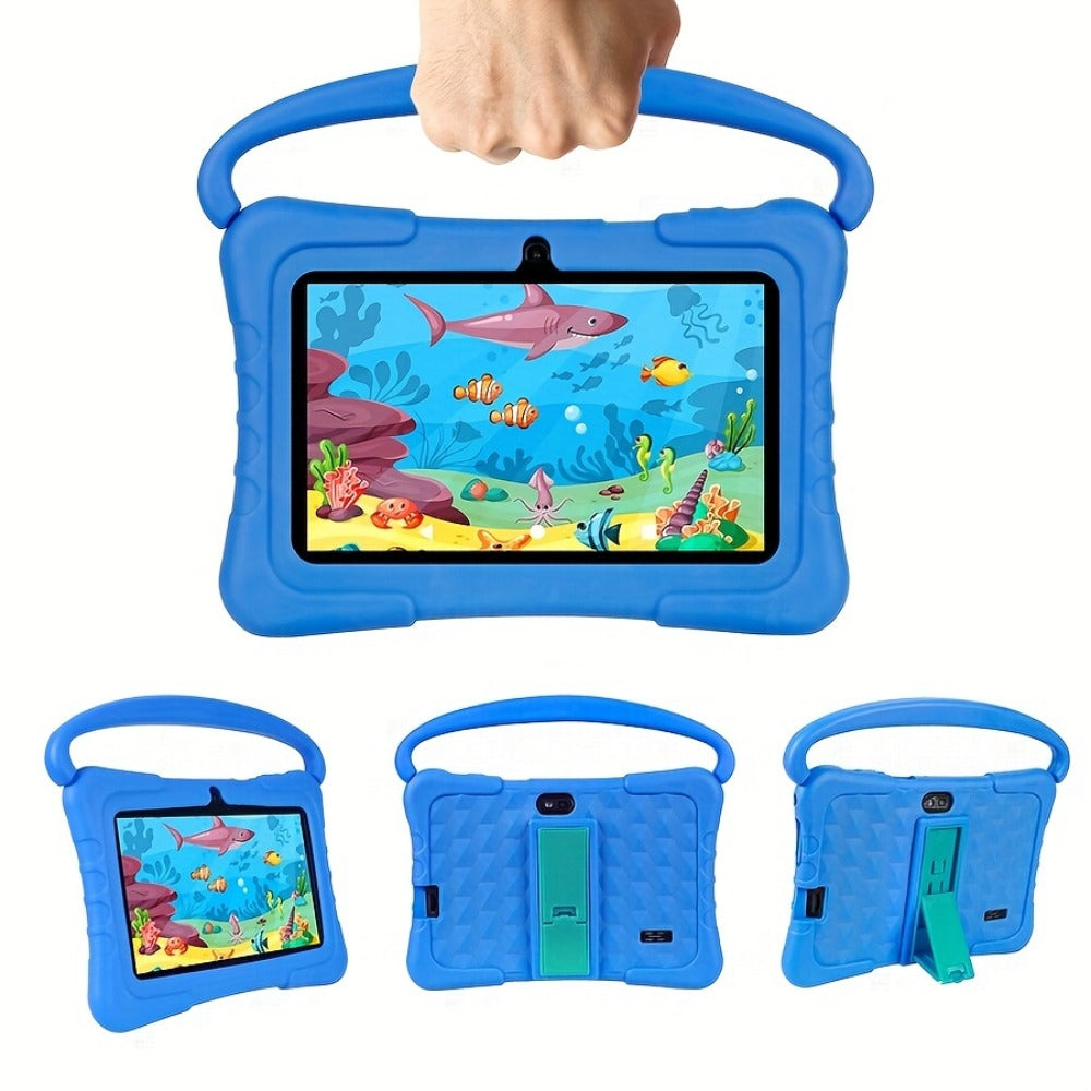 Educational Kids Tablet 7 Inch Android 14, Eye Protection Screen Parental Control GMS Certified, 2GB RAM 32GB ROM 2.4G Wi-Fi, Shockproof Case Dual Camera Pre-Loaded Learning Apps & Games, Children Tablet for Ages 3-12 – Blue Red