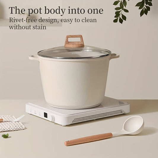 Non-Stick Stock Pot, 10.5-Quart Soup Pot for Induction in White or Black