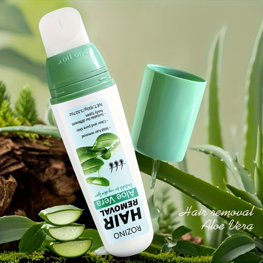 Hair Removal Cream for Women & Men - Aloe Vera Squalane Gentle Depilatory 100g - Fast 5-Minute Body Hair Remover for Legs Arms Armpits Bikini Chest Lips - Plant-Based Painless Smooth Skin Formula