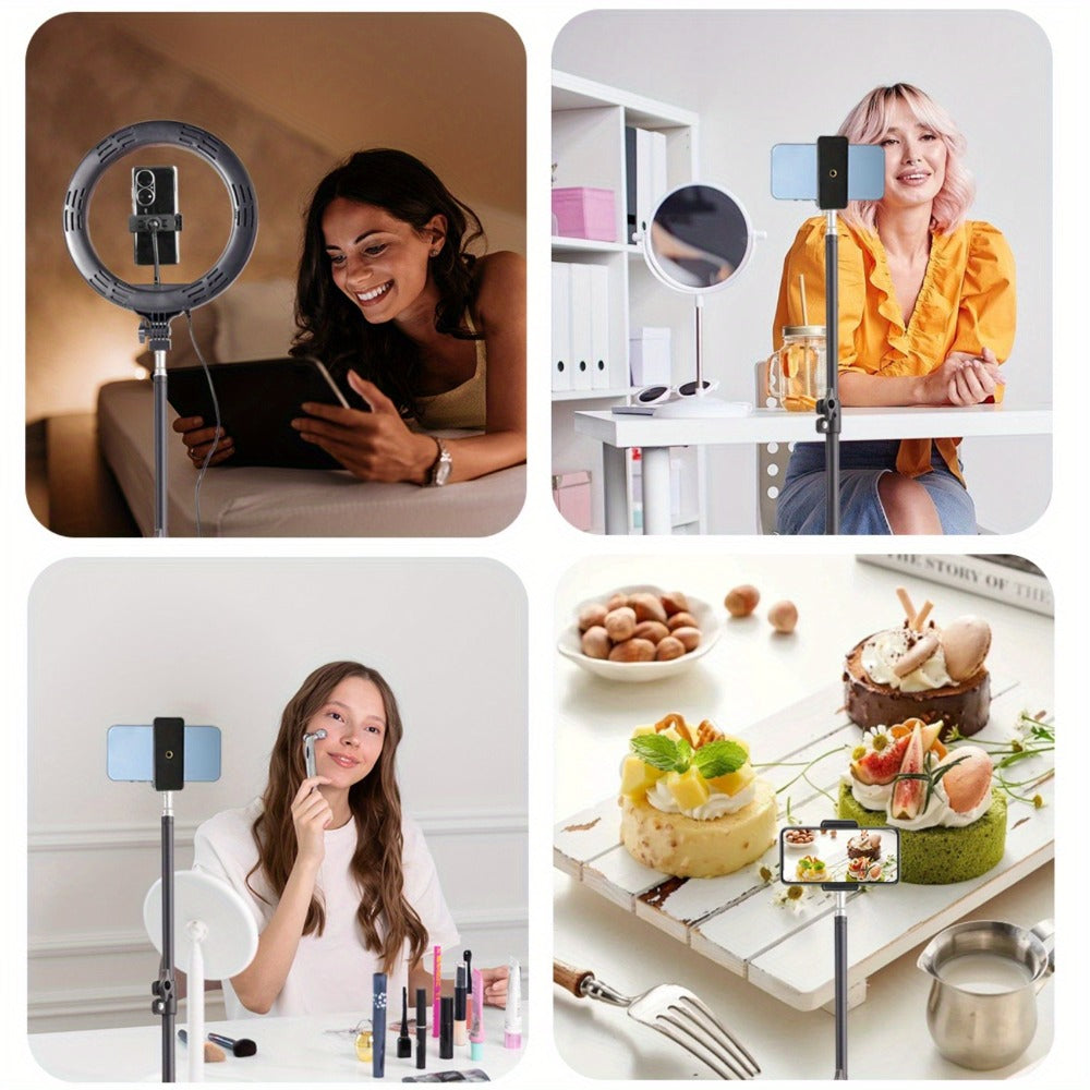 Gooseneck Phone Tripod Stand 63 Inch Flexible with Secure Phone Holder & Retractable Aluminum Base – Portable Adjustable Height for iPhone Android Vlogging Live Streaming Cooking Fitness Video Recording