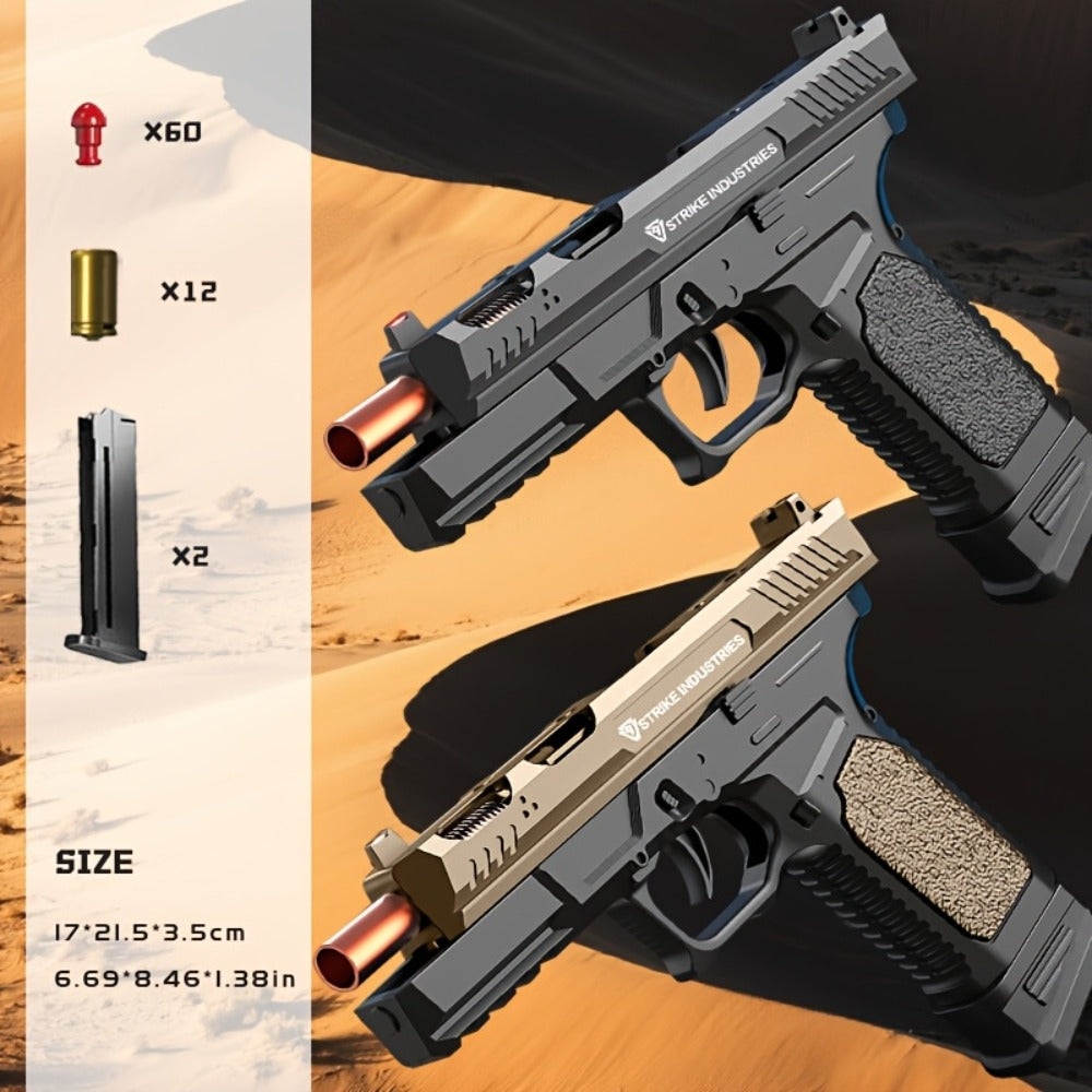 G17 Soft Bullet Toy Gun for Boys – Automatic Rapid Fire Foam Dart Blaster Pistol | Realistic Textured Grip | Outdoor Shooting Game Toy | Black & Silver | Kids Gift Ages 6+