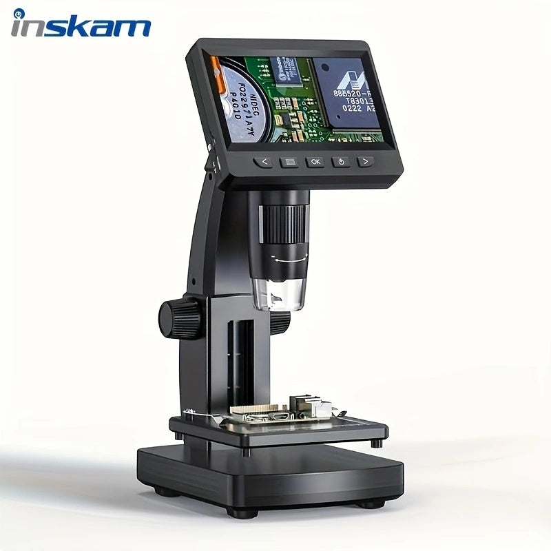 4.3 Inch Screen Digital Microscope 1000X Magnification – INSKAM Ultra Clear LCD Coin Microscope for Biological Observation, Insect, Plant, Industrial Inspection, Knitwear Testing & Educational Research