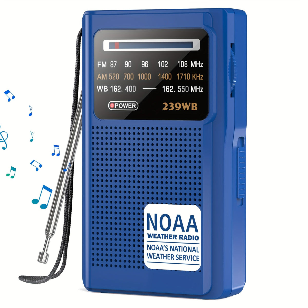 NOAA Weather Radio AM FM Battery Operated – 2 AA Transistor Radio Best Reception, Stereo Earphone Jack, USB Charging, Portable Emergency Radio for Hurricane, Winter Storm, Running, Walking & Home