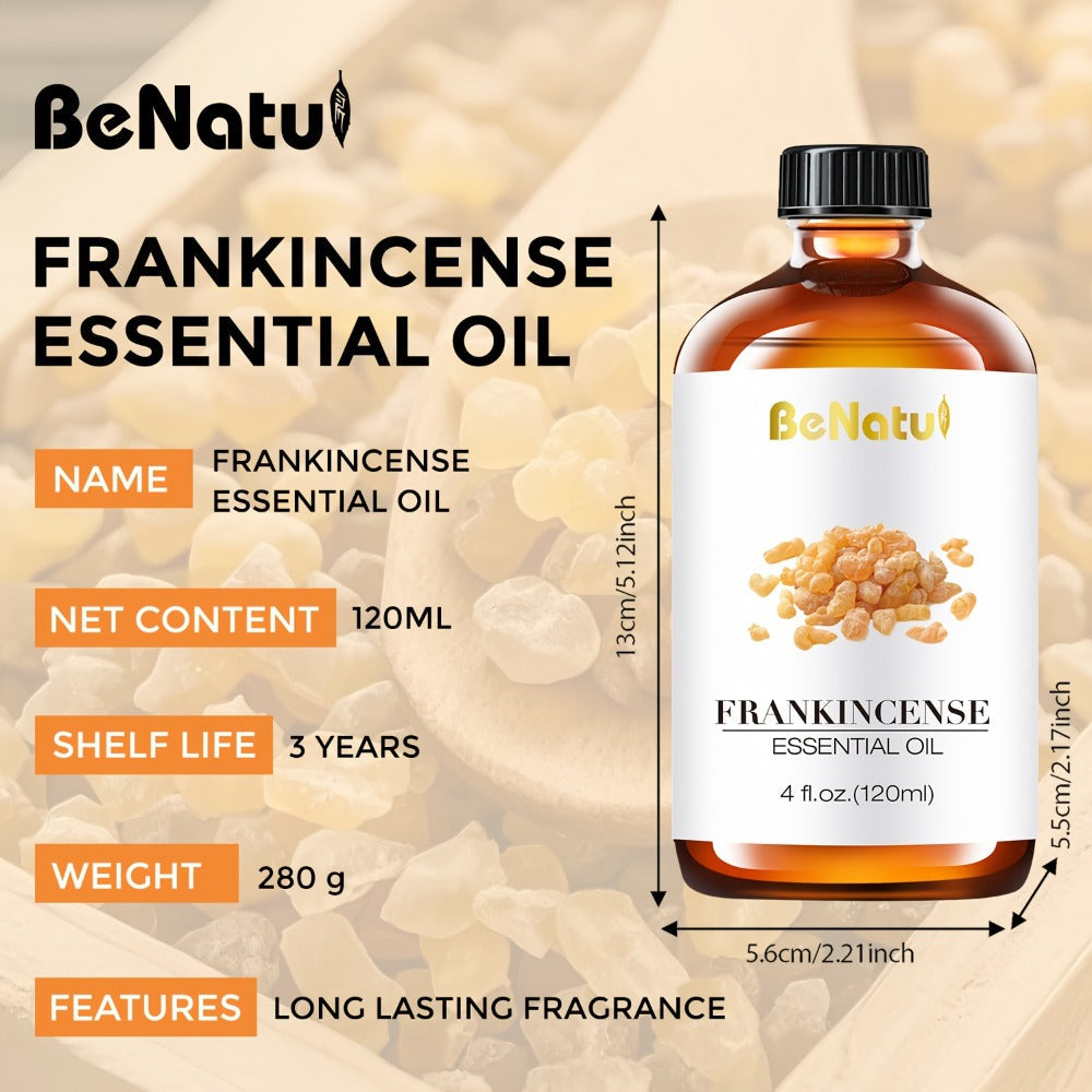 Pure Essential Oil Set 4.06 oz — Frankincense, Lemon, Lemongrass & Rosemary Oils for Massage, Bath, Hair, Skin & Nail Care, Aromatherapy Gift for Women, Mother's Day & Birthday Gift