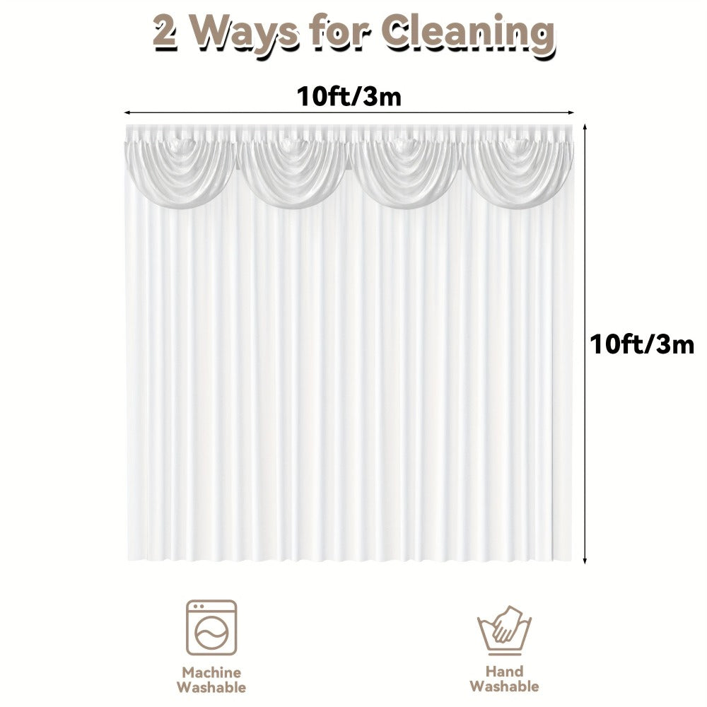 White Silk Wedding Backdrop Curtains 10x10ft – 1 Pack Luxurious Smooth Drapes for Wedding, Birthday, Bridal Shower, Party, Photography Background & Valentine's Day Event Decoration