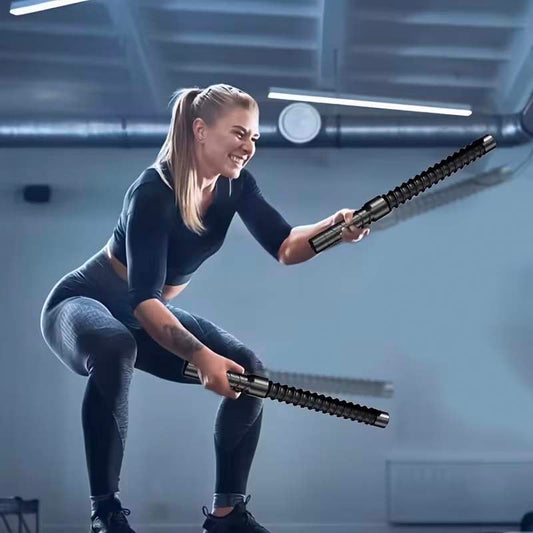 Ropeless Battle Ropes with Weighted Steel Spring Cores and Wrist Straps, 2-Piece Set